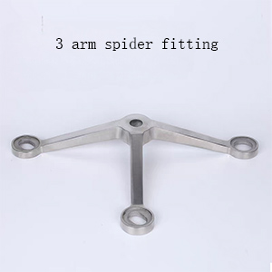 3-Arm Stainless Steel Spider Fitting, 120mm Center Distance (90° + 180° Design)