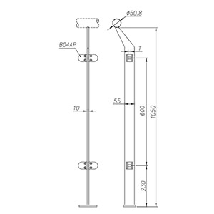 Heavy-Duty Flat Bar Glass Railing Post BD2 | Frameless Balustrade Hardware