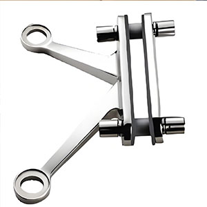 L210A5 Offset Double Arm Ribbed Spider Fitting | Stainless Steel Curtain Wall Connector