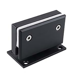 JC-057/058 No-Drill 90-Degree Glass Clamp | Matte Black & Gun Ash | Wall-to-Glass Fixed Bracket