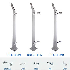Tapered Single Plate Glass Railing Post BD4 | 316L Gooseneck Balustrade Hardware